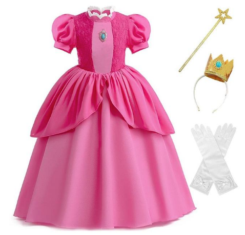 Vestido Princesa Peach Super Mario Bros Luxo