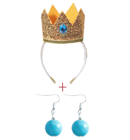 Acessório Coroa e Brincos Peach Princesa Mario Bros