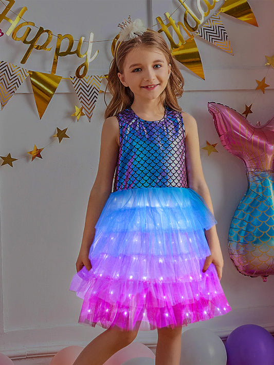 Vestido Sereia Ariel Premium Iluminada