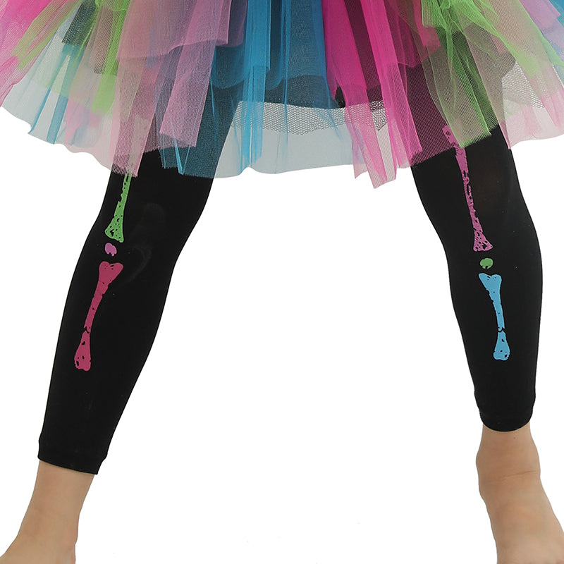 Fantasia Esqueleto Rainbow Halloween Familiar Menina