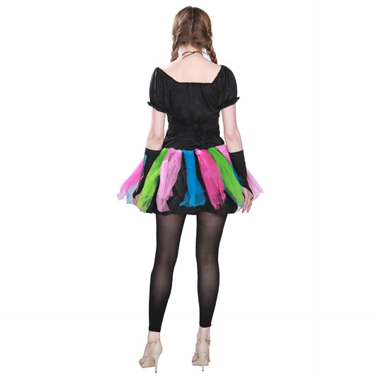 Fantasia Esqueleto Rainbow Halloween Familiar Adulto Mamãe