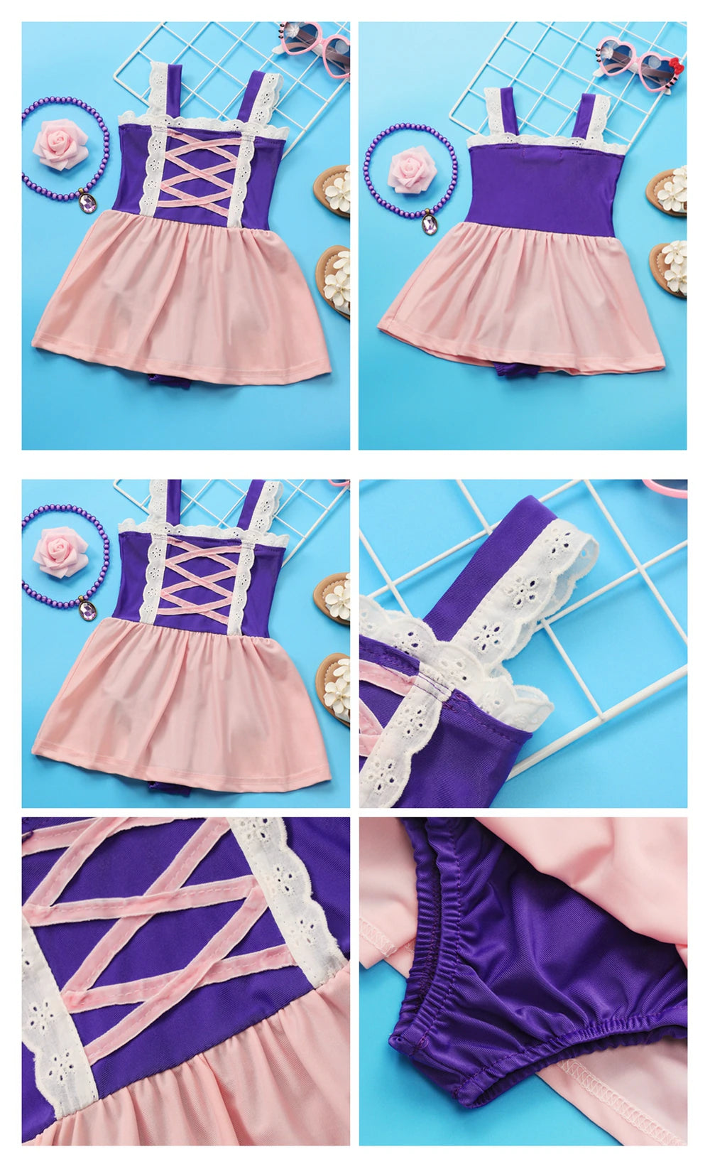 Moda Praia Maiô Rapunzel Disney Kids