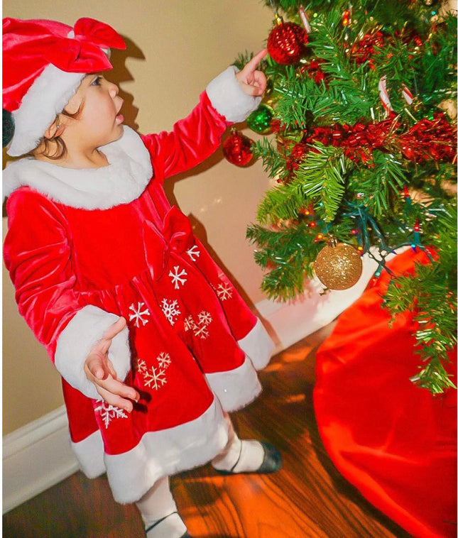 Vestido Veludo Natal Infantil Luxo