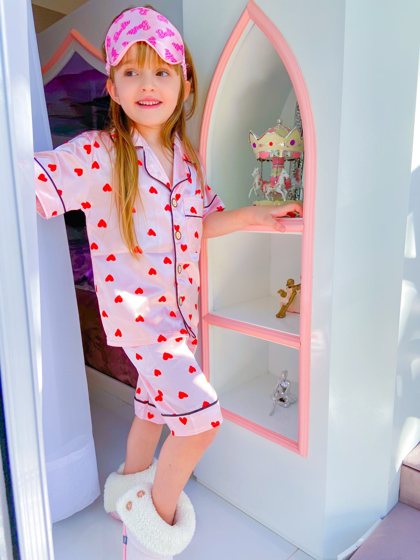 Pijama Cetim Corações Infantil Feminino