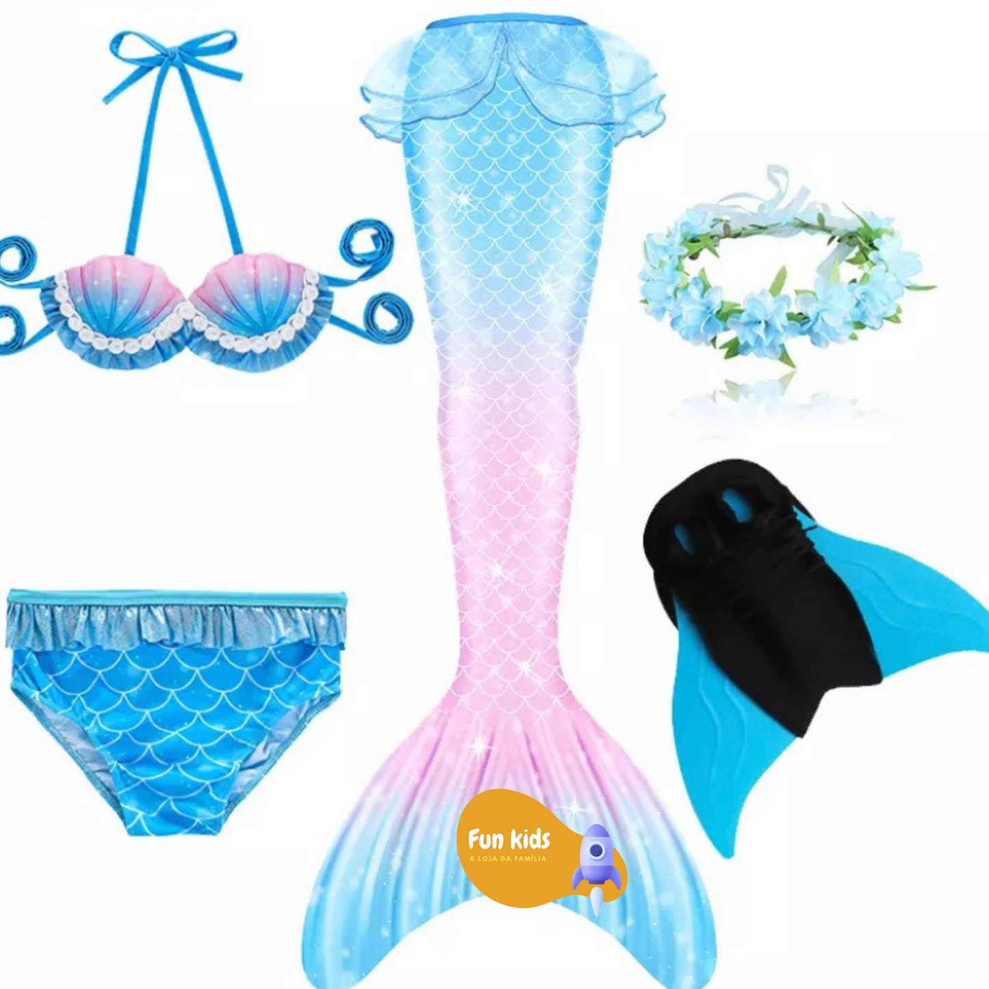 Moda Praia Biquíni Pequena Sereia Premium