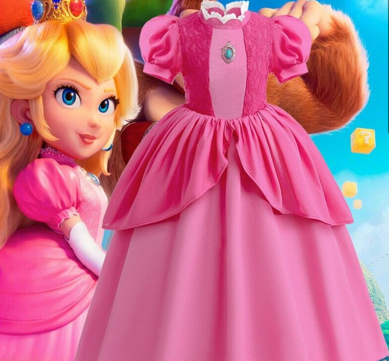 Vestido Princesa Peach Super Mario Bros Luxo