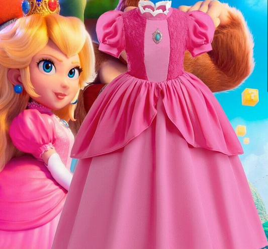 Vestido Princesa Peach Super Mario Bros Luxo