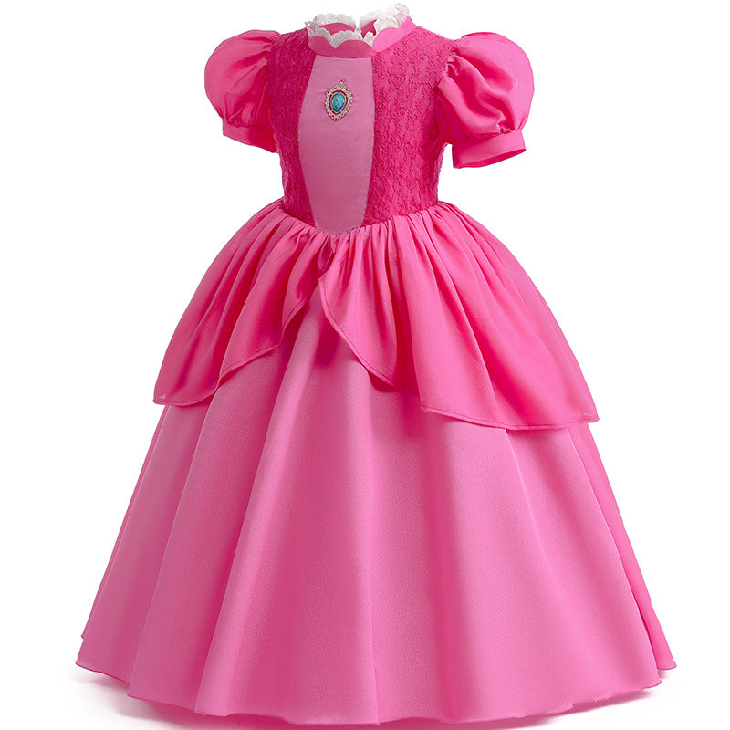 Vestido Princesa Peach Super Mario Bros Luxo