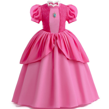 Vestido Princesa Peach Super Mario Bros Luxo