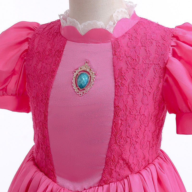 Vestido Princesa Peach Super Mario Bros Luxo