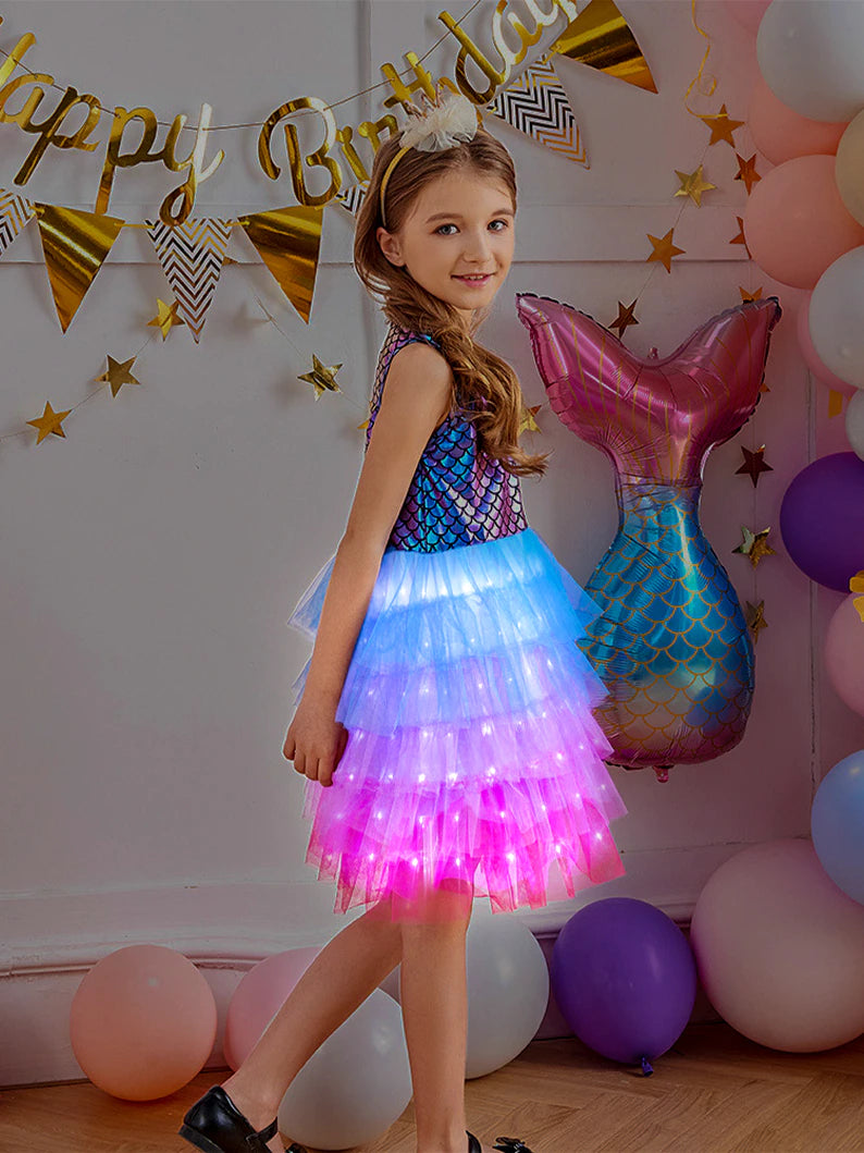 Vestido Sereia Ariel Premium Iluminada