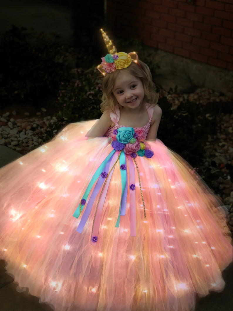 Vestido Unicórnio Mágico Iluminado