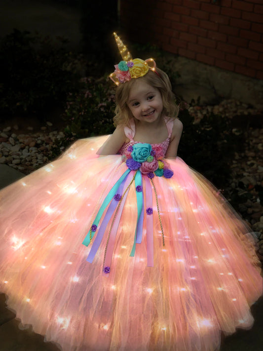 Vestido Unicórnio Mágico Iluminado