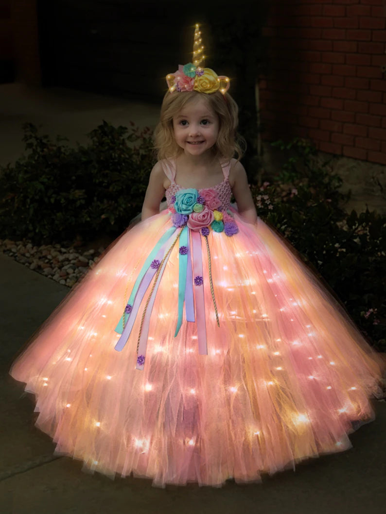 Vestido Unicórnio Mágico Iluminado
