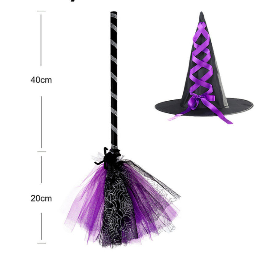 Acessório Chapéu e Vassoura Halloween