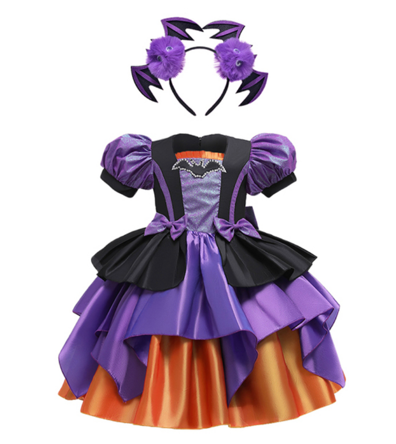 Fantasia Bruxinha com Morcego Halloween Baby