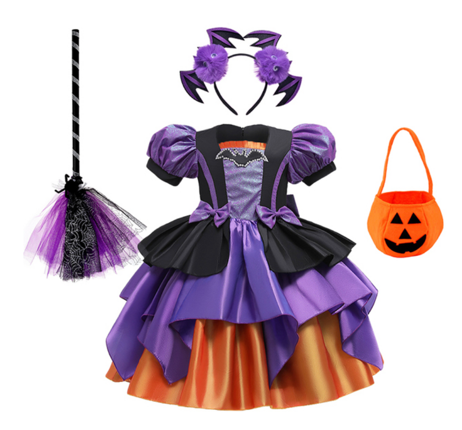 Fantasia Bruxinha com Morcego Halloween Baby