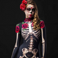 Fantasia Esqueleto Flores Halloween Luxo Familiar Mamãe
