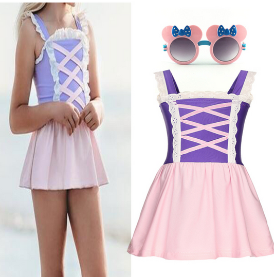 Moda Praia Maiô Rapunzel Disney Kids