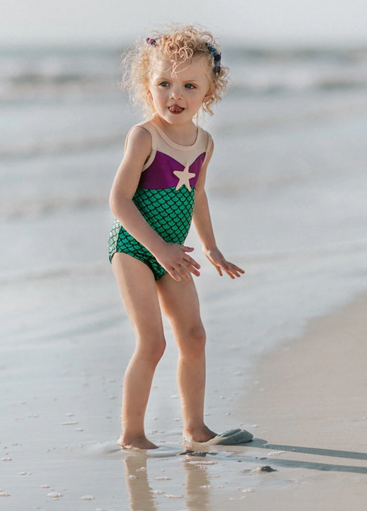 Moda Praia Maiô Ariel Disney Kids