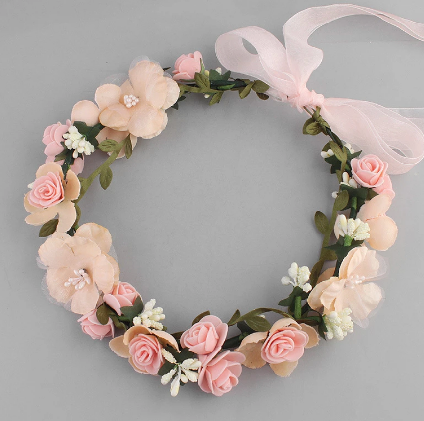 Acessório Flores Rosas Cabelo (Aurora, Unicórnio, Bela)