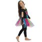 Fantasia Esqueleto Rainbow Halloween Familiar Menina
