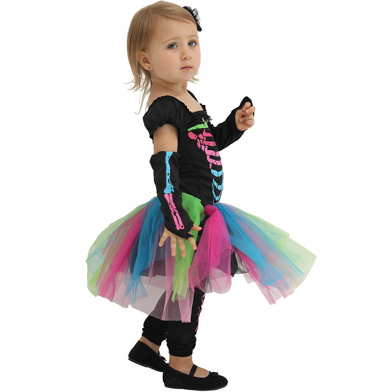 Fantasia Esqueleto Rainbow Halloween Familiar Baby