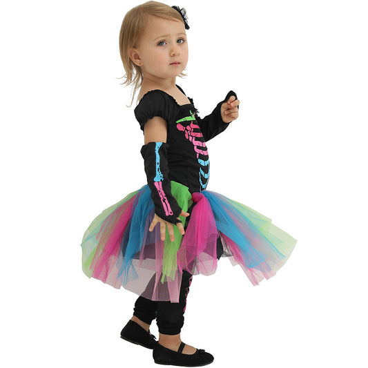 Fantasia Esqueleto Rainbow Halloween Familiar Baby