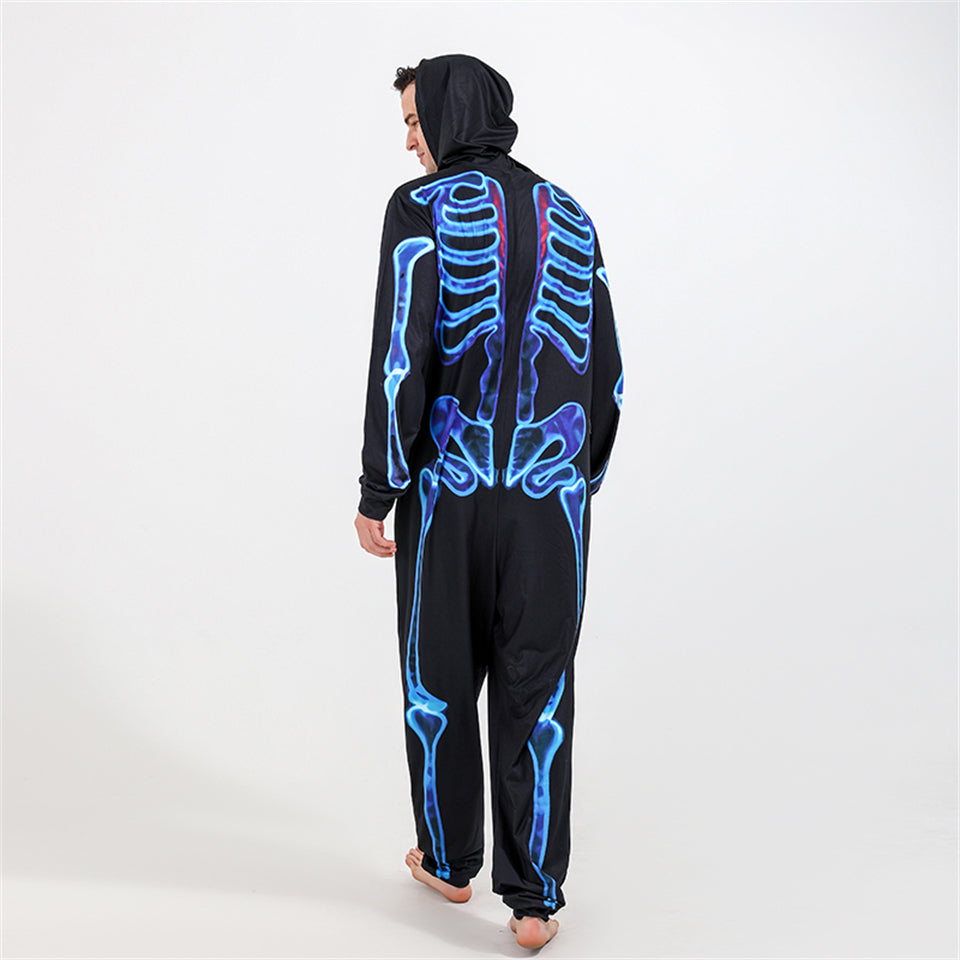 Fantasia Esqueleto Neon Halloween Familiar Adulto Papai