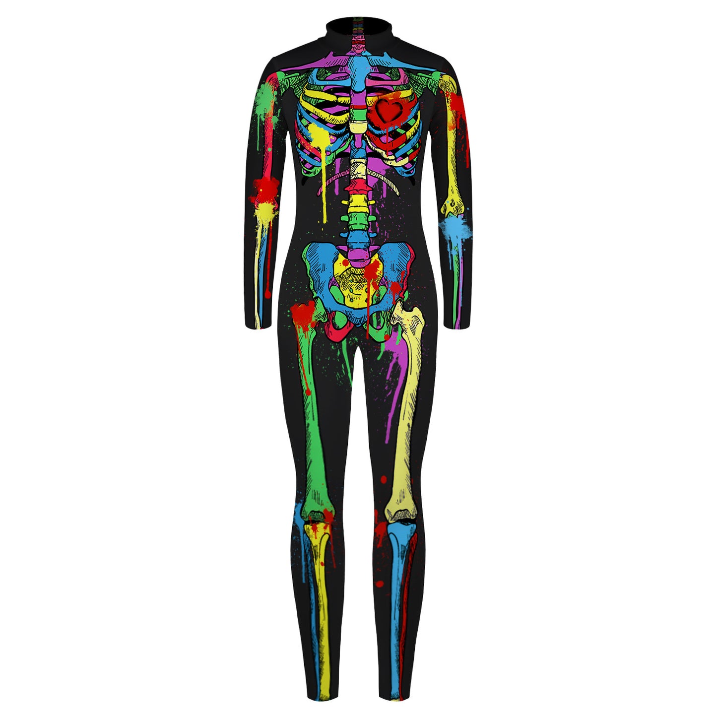 Fantasia Esqueleto Colorida Halloween Familiar Menina