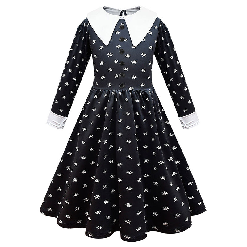 Wandinha Addams Vestido Preto Rodado - Wednesday