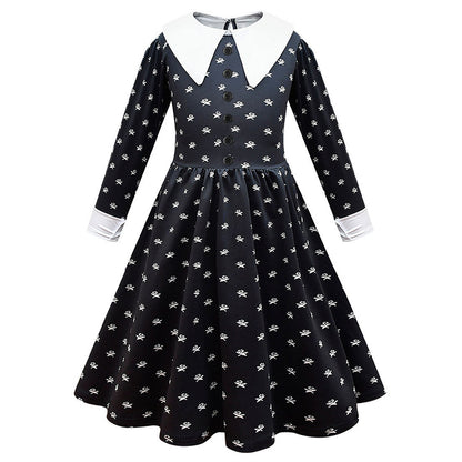 Wandinha Addams Vestido Preto Rodado - Wednesday