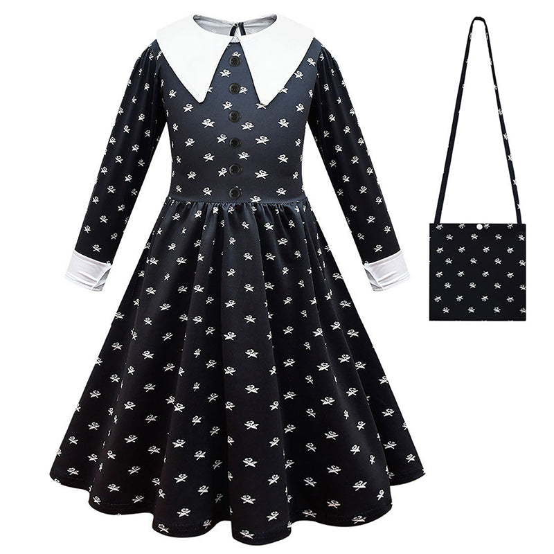 Wandinha Addams Vestido Preto Rodado - Wednesday