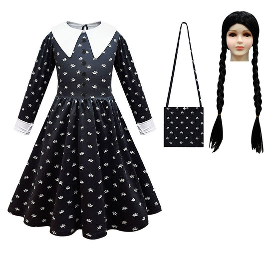 Wandinha Addams Vestido Preto Rodado - Wednesday