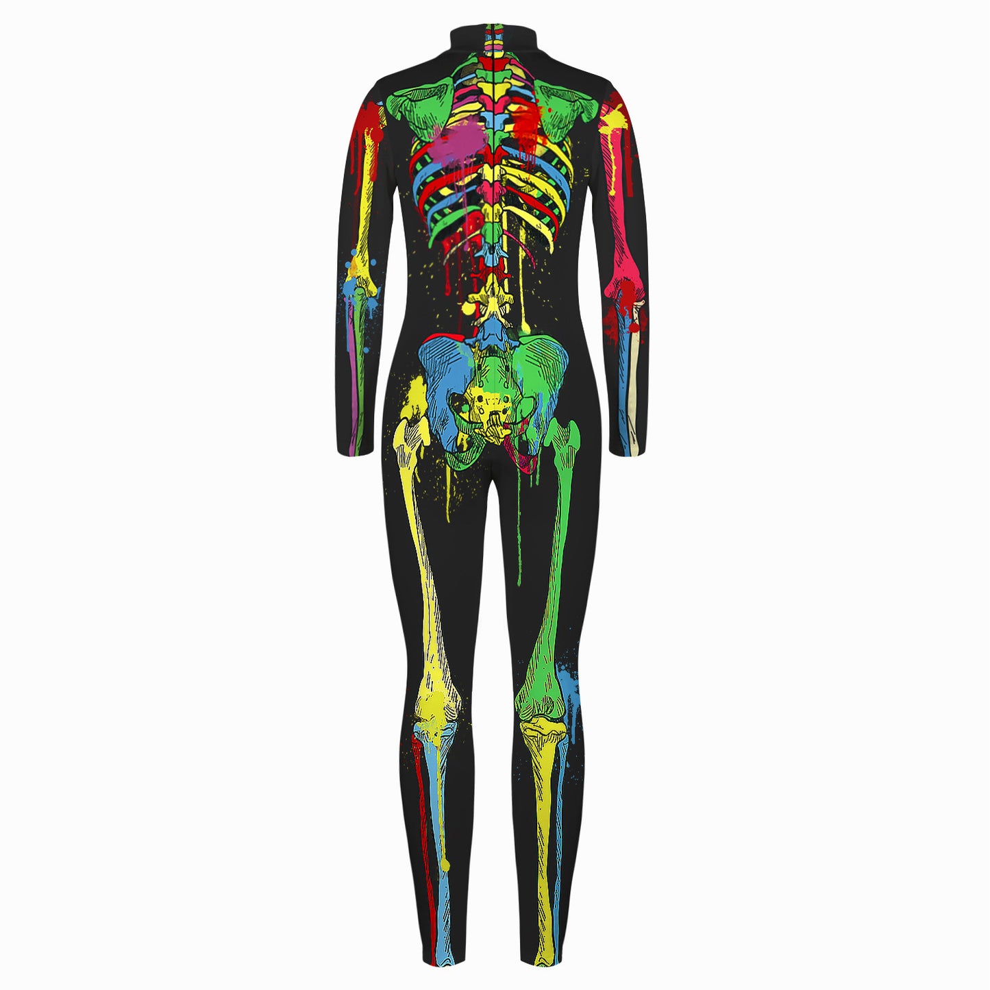 Fantasia Esqueleto Colorida Halloween Familiar Mamãe