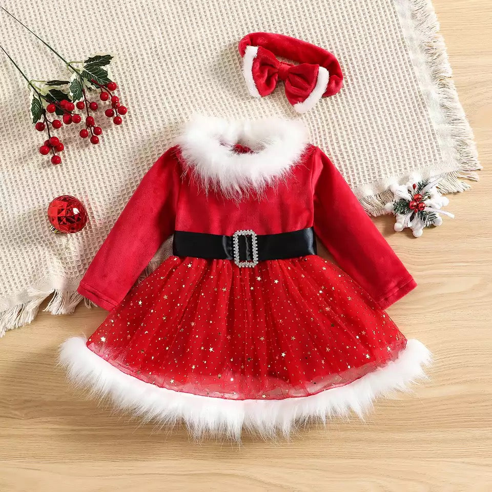 Vestido Natal Estrelado Luxo Kids