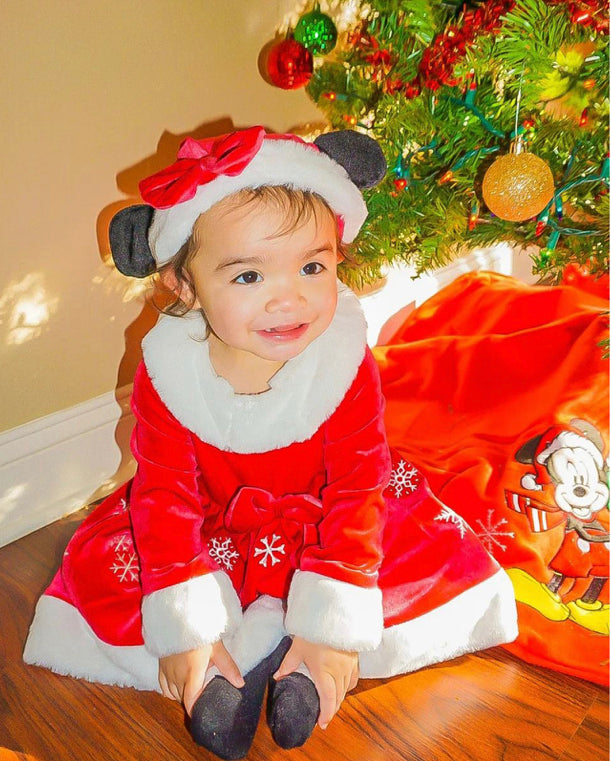 Vestido Veludo Natal Infantil Luxo