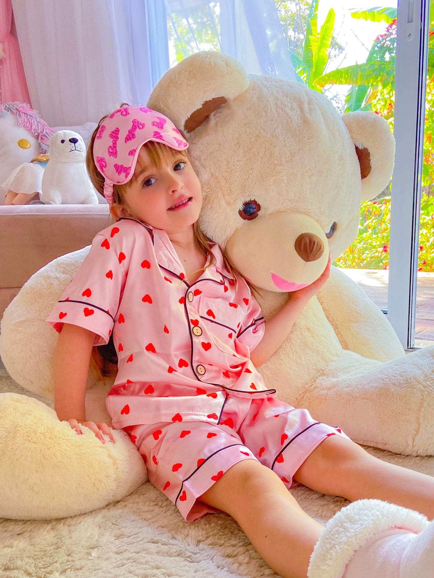 Pijama Cetim Corações Infantil Feminino