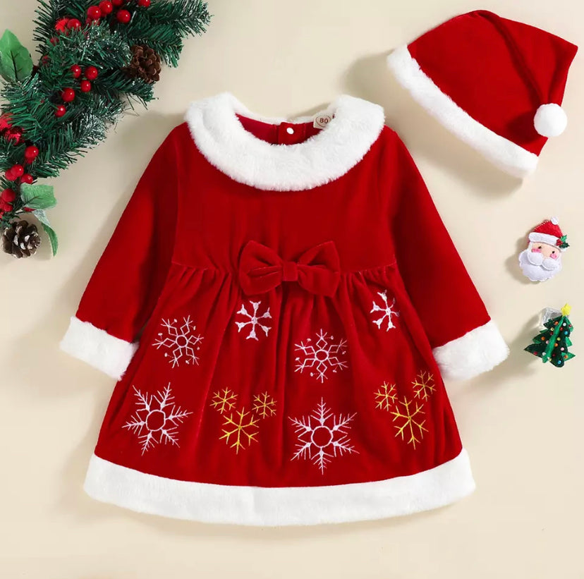 Vestido Veludo Natal Infantil Luxo