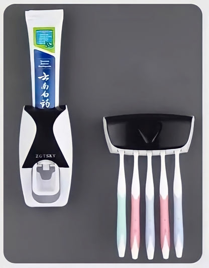 Conjunto de Porta Escova de Dentes e Dispensador de Creme Dental