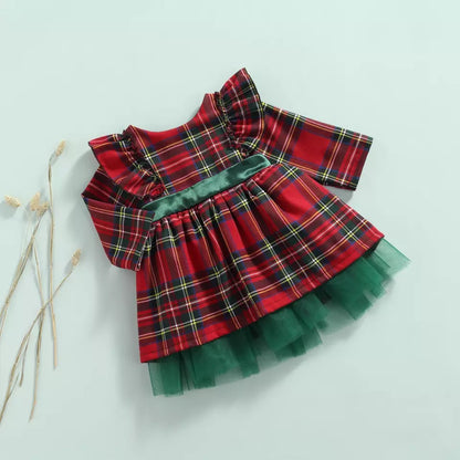 Vestido Xadrez Natal Infantil Kids