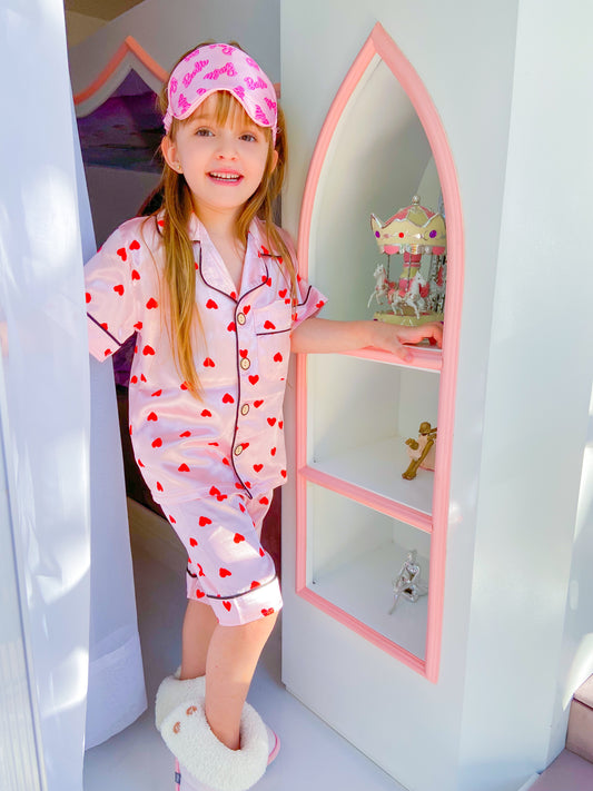 Pijama Cetim Corações Infantil Feminino