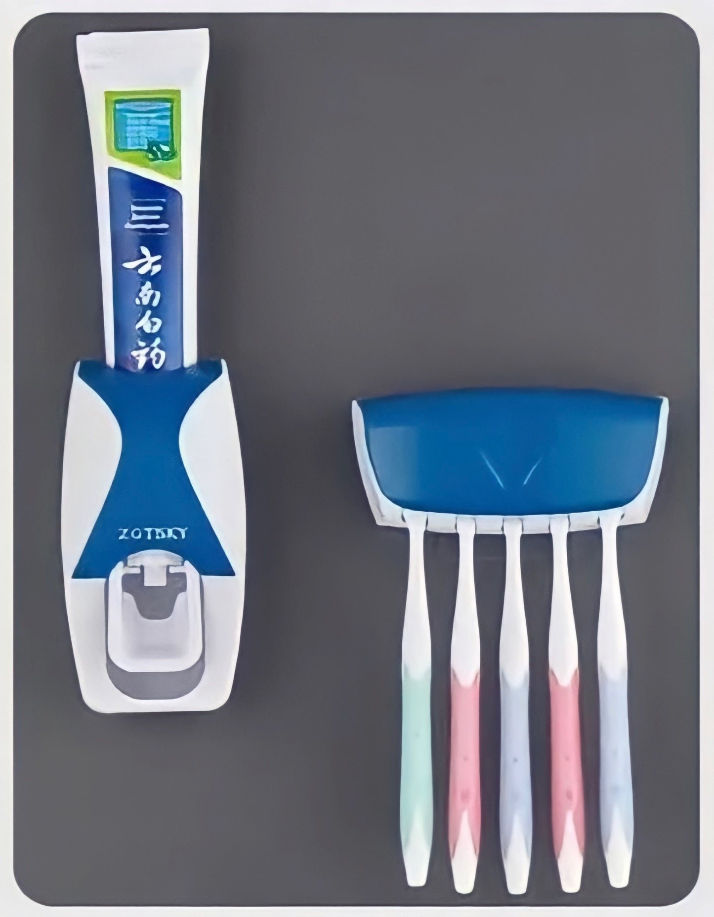 Conjunto de Porta Escova de Dentes e Dispensador de Creme Dental