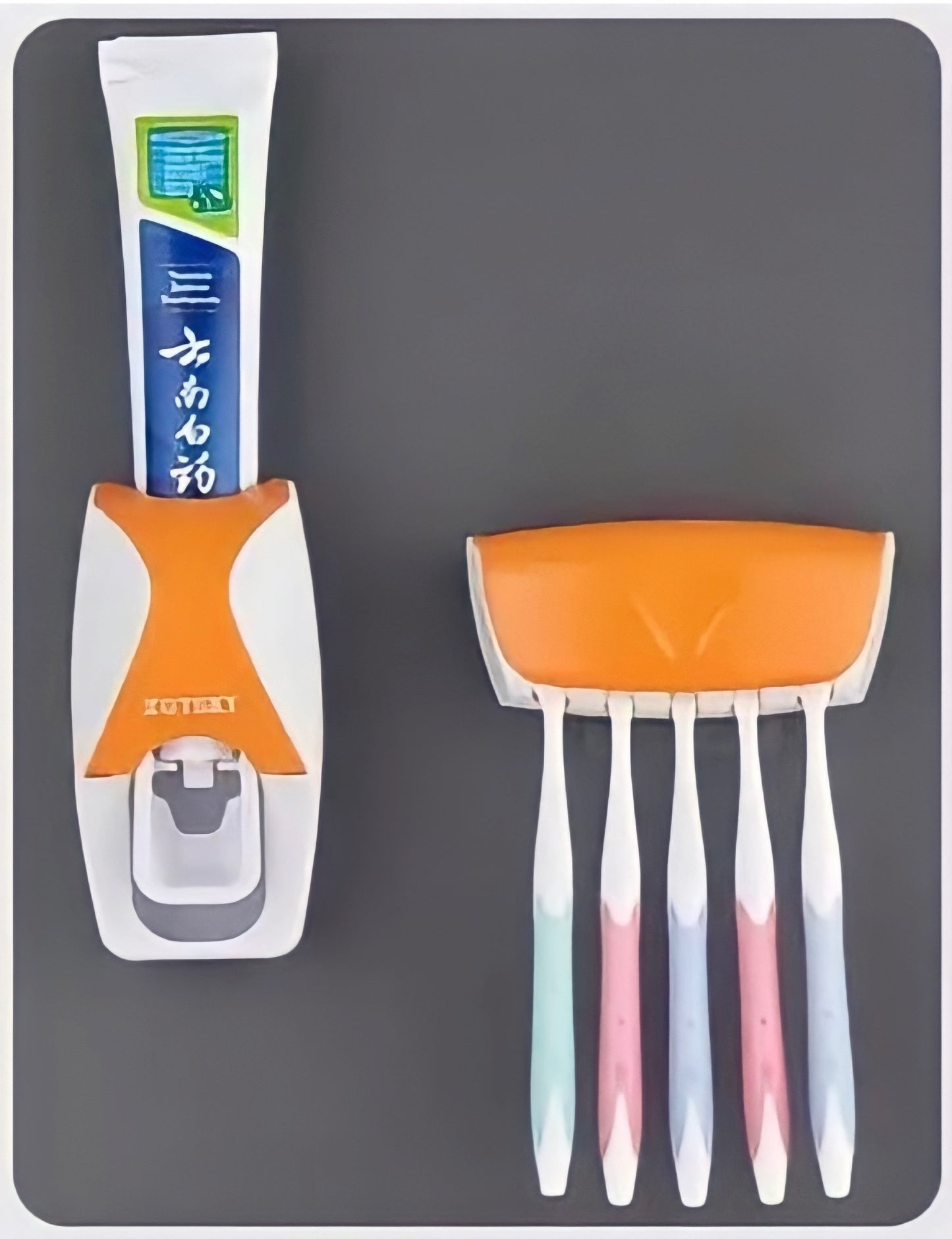 Conjunto de Porta Escova de Dentes e Dispensador de Creme Dental