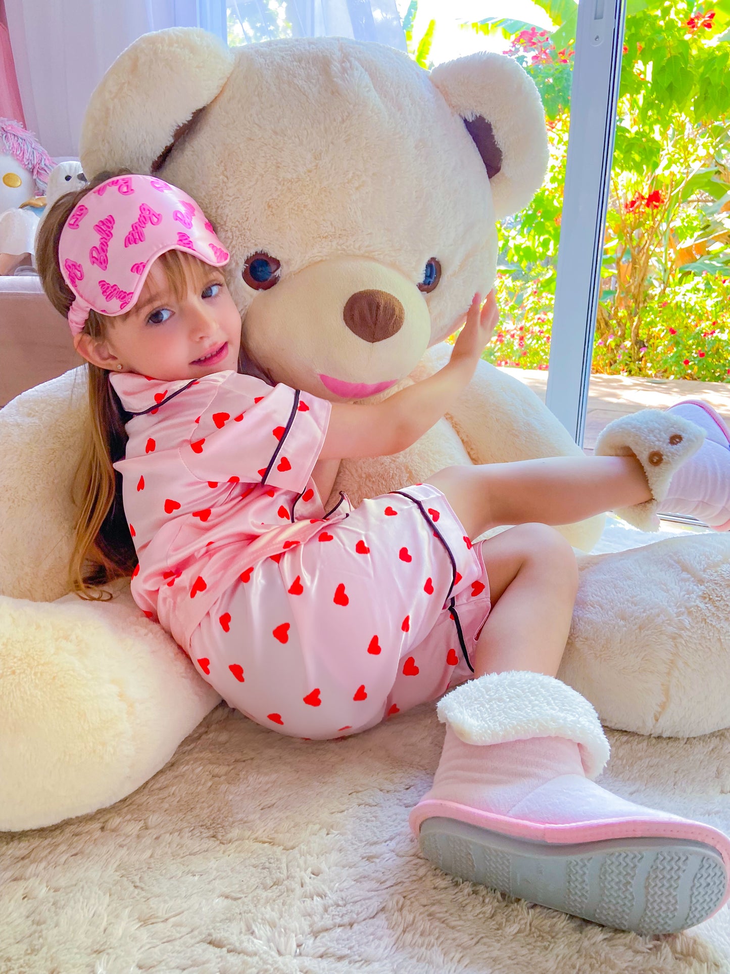 Pijama Cetim Corações Infantil Feminino