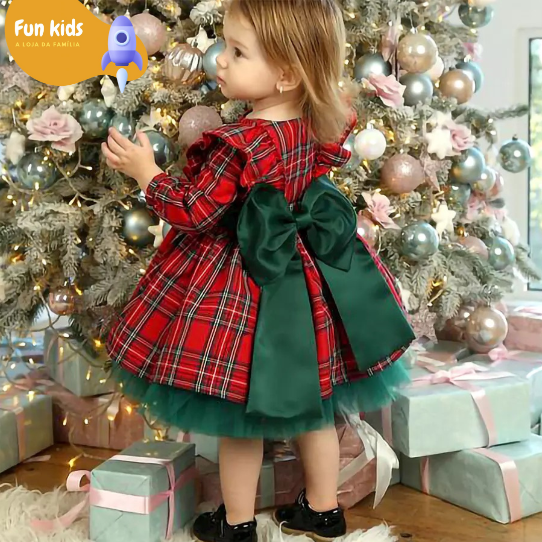 Vestido Xadrez Natal Infantil Kids