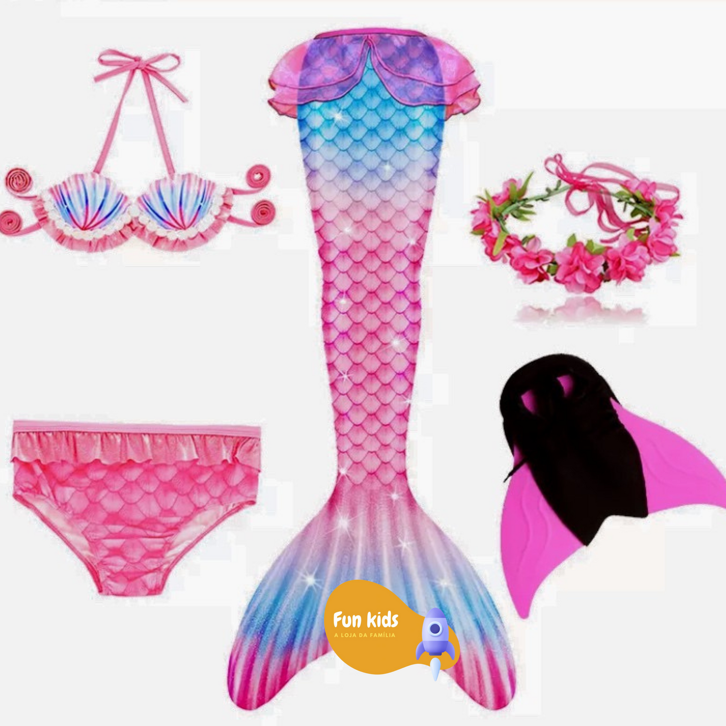 Moda Praia Biquíni Pequena Sereia Premium