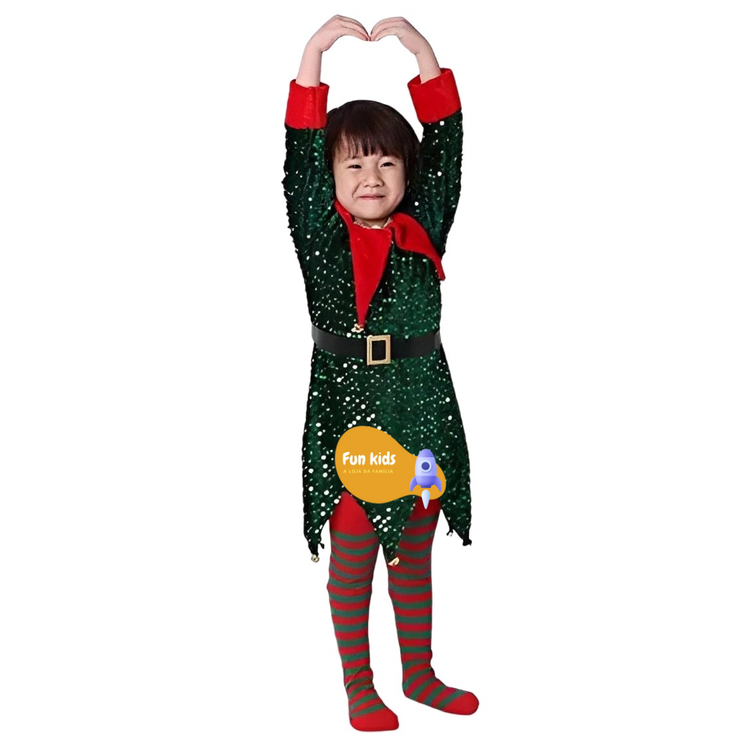 Fantasia Elfo Natal Infantil Premium