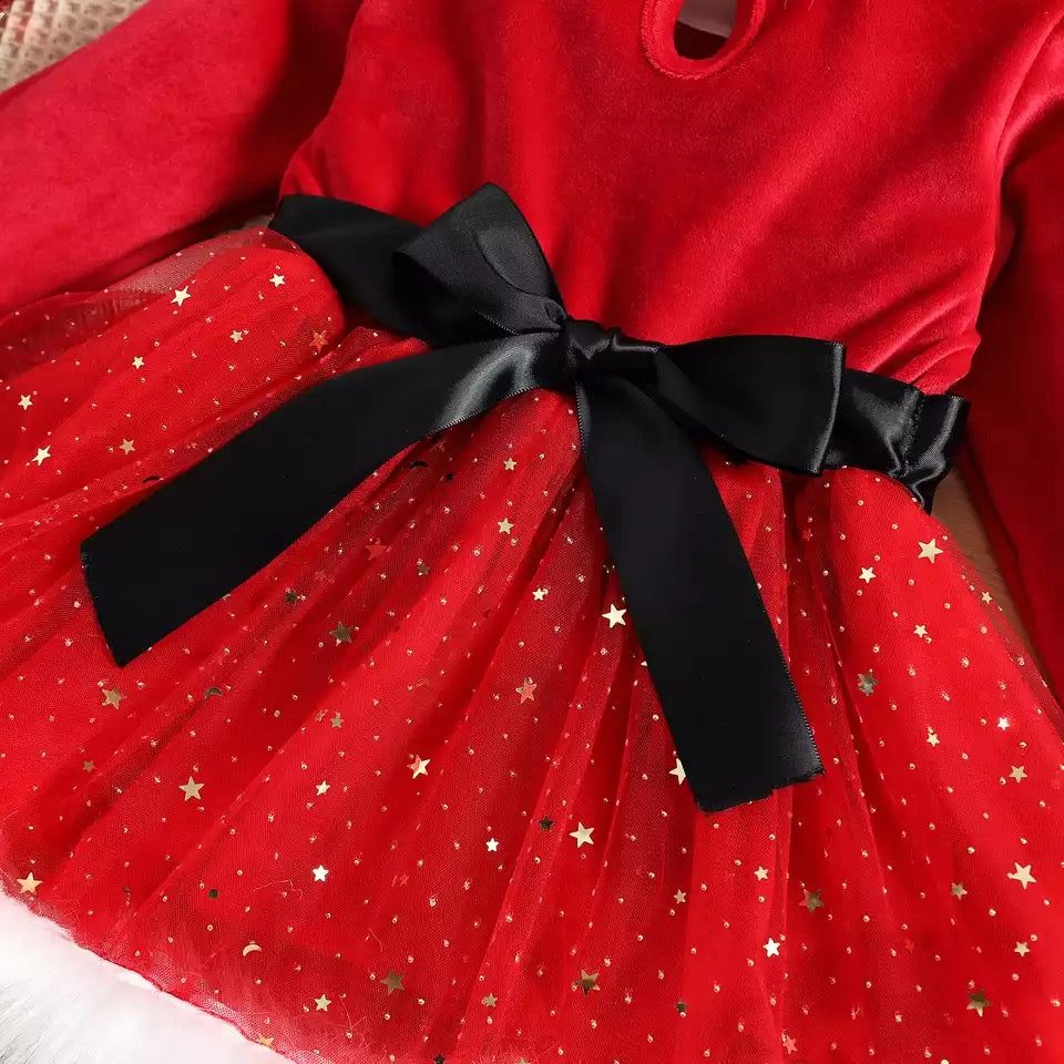 Vestido Natal Estrelado Luxo Kids