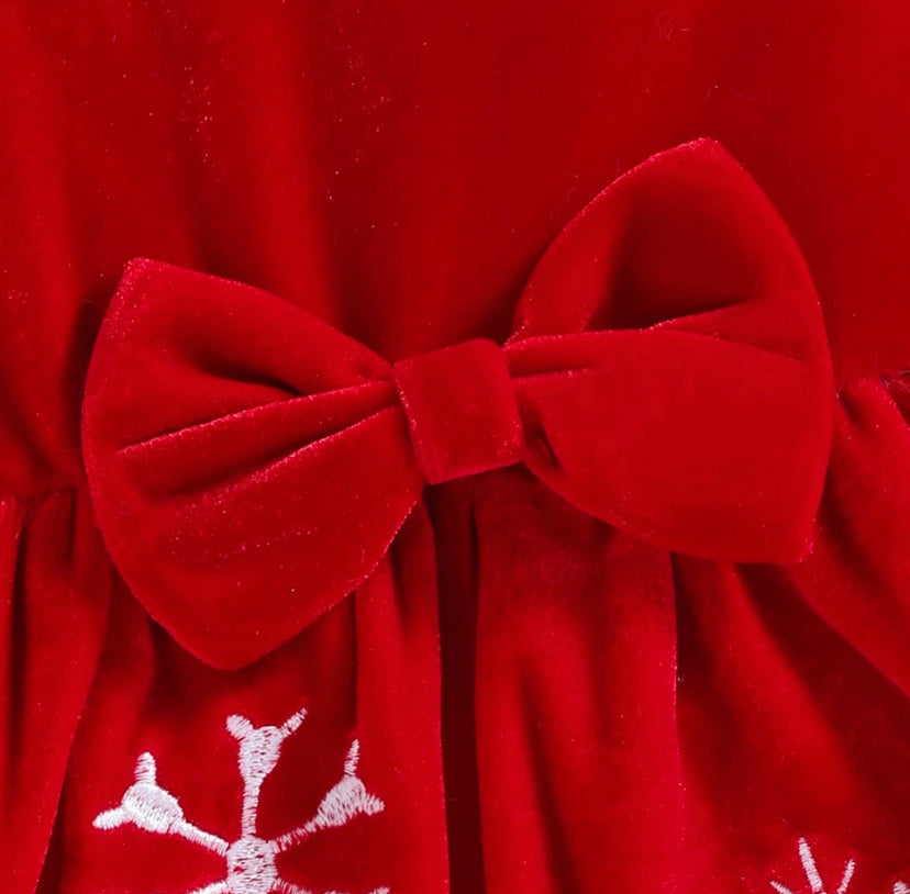 Vestido Veludo Natal Infantil Luxo
